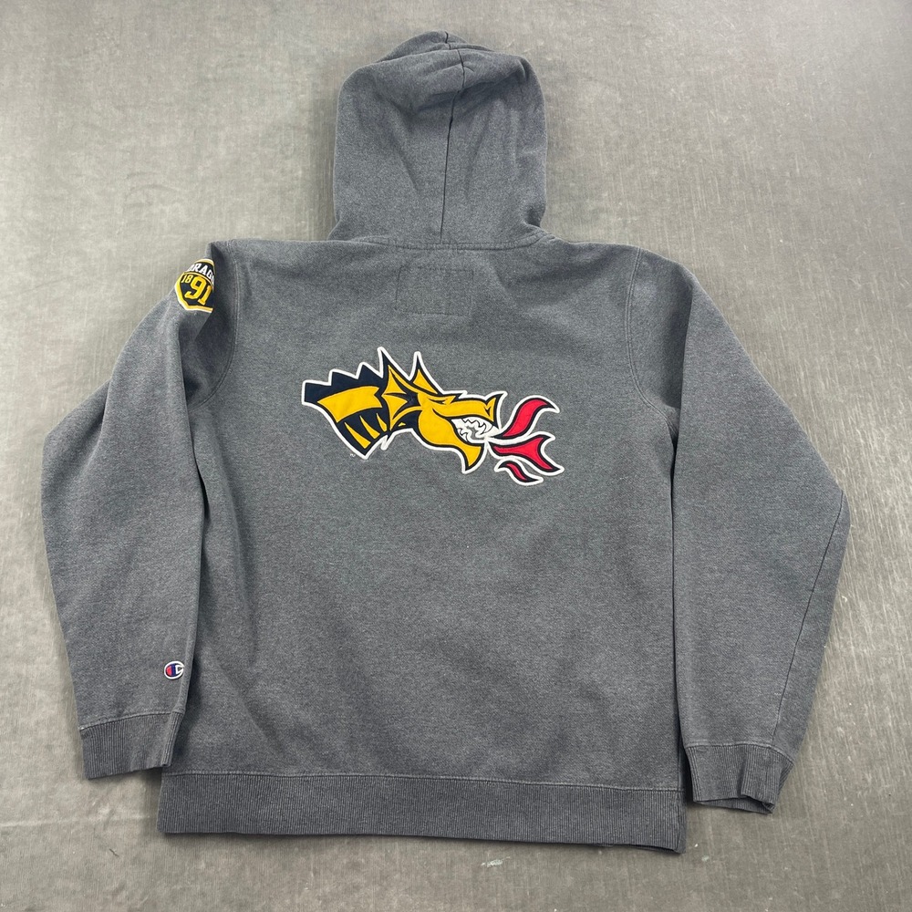 Drexel University Champion Mens Medium Gray Dragons Pullover Hoodie Sweatshirt - Picture 10 of 12